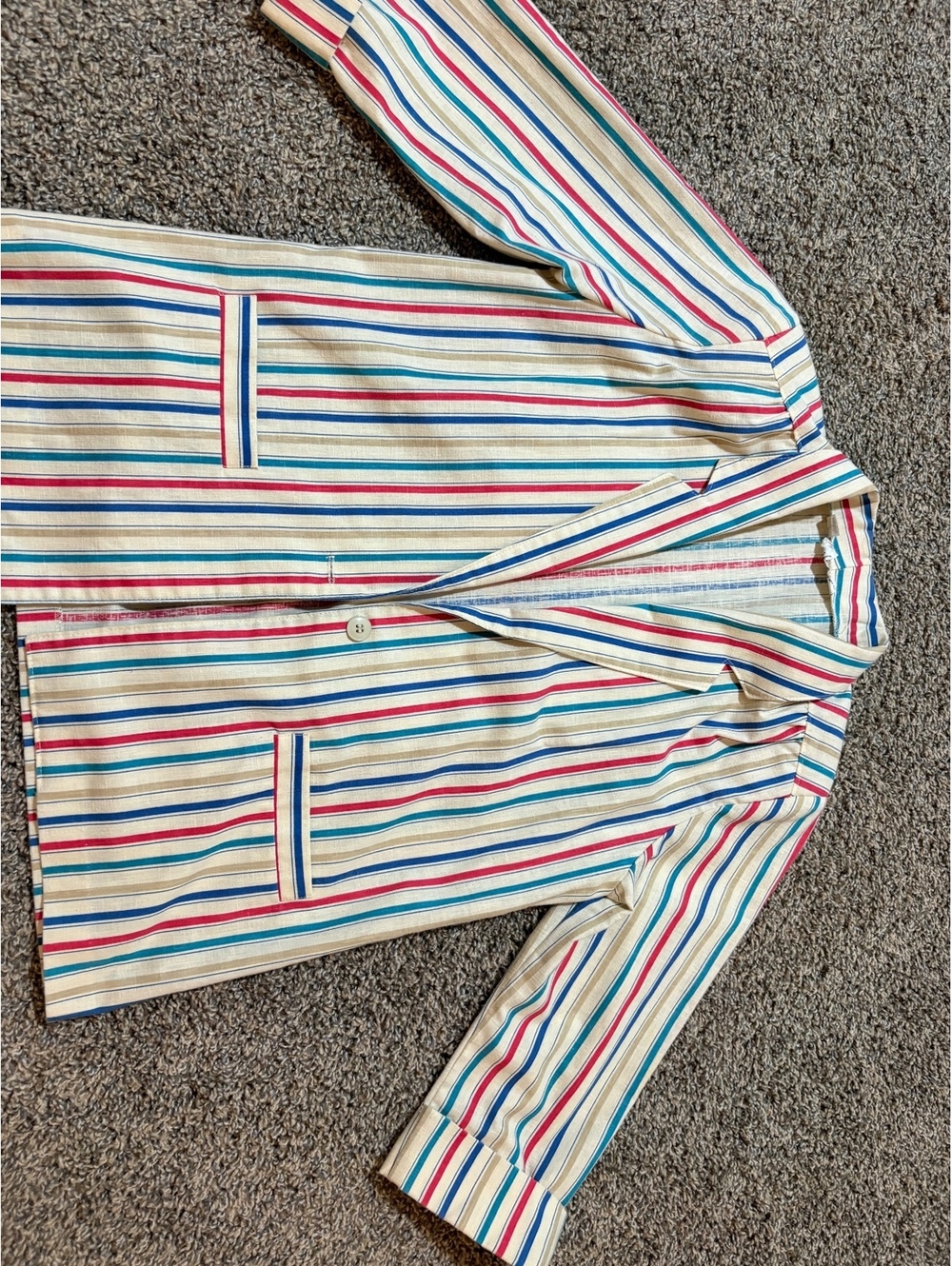 Vintage 80s Alfred Dunner Rainbow Striped Blazer Jacket Made in USA Women’s 10